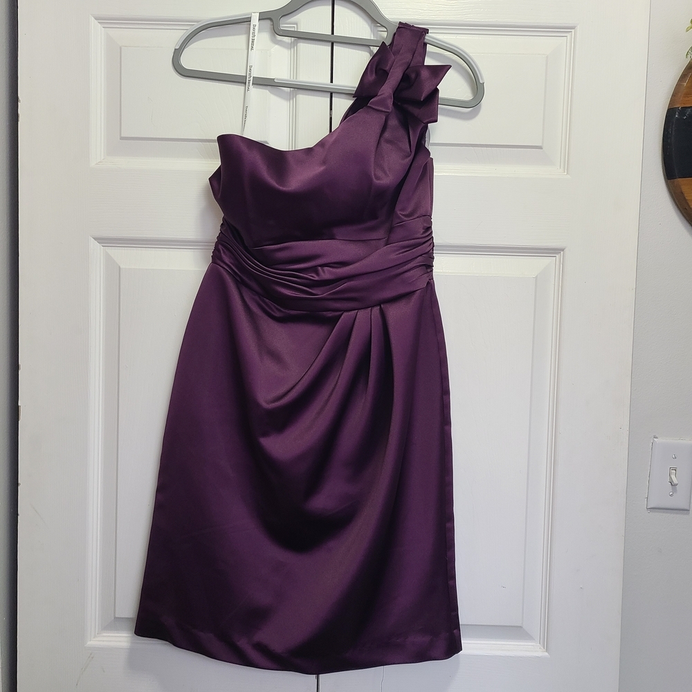 David's Bridal One-Shoulder Dress‎ in Deep Purple